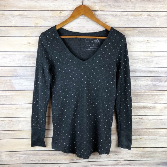 Free People Vintage Printed Polka Dot Thermal Top - Picture 1 of 7